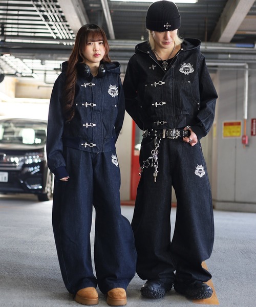 ATMARK(アットマーク)の「《2サイズ展開 / UNISEX 》ATMARK トライバルクラウン ファイヤーマンジャケット リジッド デニム(デニムジャケット・レディース・ブラック系その他/ブルー系その他・MEDIUM/LARGE)」の7枚目の写真