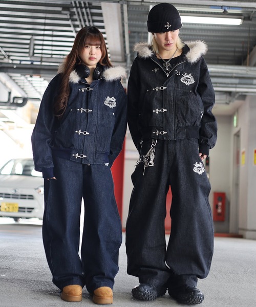 ATMARK(アットマーク)の「《2サイズ展開 / UNISEX 》ATMARK トライバルクラウン ファイヤーマンジャケット リジッド デニム(デニムジャケット・レディース・ブラック系その他/ブルー系その他・MEDIUM/LARGE)」の10枚目の写真