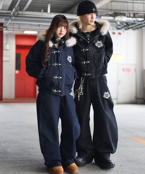 ATMARK(アットマーク)の「《2サイズ展開 / UNISEX 》ATMARK トライバルクラウン ファイヤーマンジャケット リジッド デニム(デニムジャケット・レディース・ブラック系その他/ブルー系その他・MEDIUM/LARGE)」の12枚目の写真