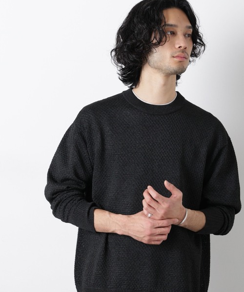 NANO universe(ナノユニバース)の「ギマクルーネックプルオーバー(ニット/セーター・メンズ・モカ/チャコール/ライトイエロー・L/M)」の2枚目の写真