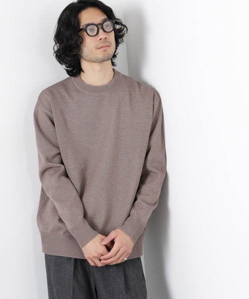 NANO universe(ナノユニバース)の「ギマクルーネックプルオーバー(ニット/セーター・メンズ・モカ/チャコール/ライトイエロー・L/M)」の6枚目の写真