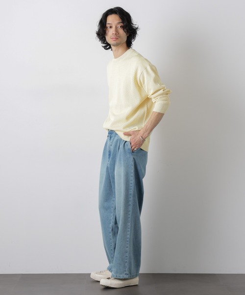 NANO universe(ナノユニバース)の「ギマクルーネックプルオーバー(ニット/セーター・メンズ・モカ/チャコール/ライトイエロー・L/M)」の15枚目の写真