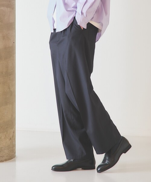 ABAHOUSE（アバハウス）の「ピンストライプ ワイドストレート イージースラックス / ワイドパンツ（スラックス・メンズ・グレー/ネイビー/ダークネイビー・48/46/44）」の3枚目の写真