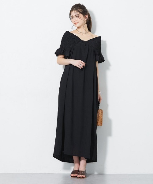 slattgir(スラットジール)の「高身長 【スラモコラボ企画】シャーリングワンピース(トールサイズ)(ワンピース・レディース・パープル/ブラック・TM/T3L/TLL/TL)」の14枚目の写真