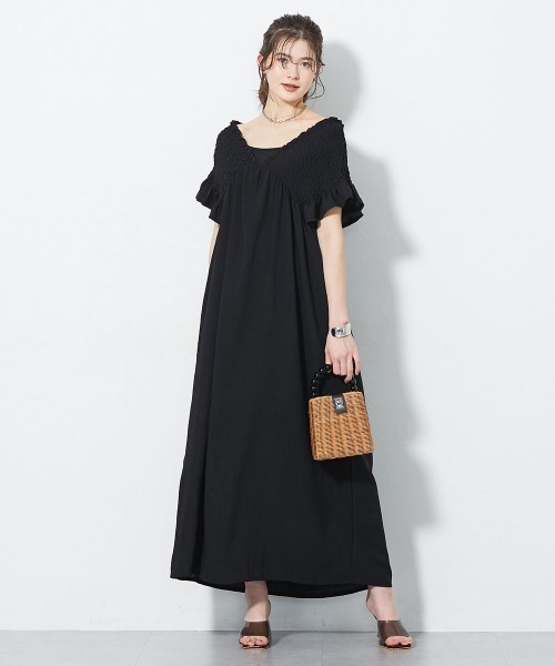 slattgir(スラットジール)の「高身長 【スラモコラボ企画】シャーリングワンピース(トールサイズ)(ワンピース・レディース・パープル/ブラック・TM/T3L/TLL/TL)」の15枚目の写真