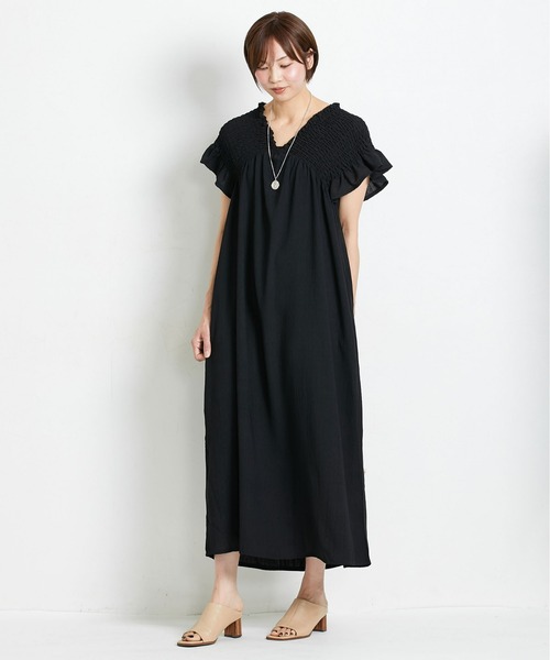 slattgir(スラットジール)の「高身長 【スラモコラボ企画】シャーリングワンピース(トールサイズ)(ワンピース・レディース・パープル/ブラック・TM/T3L/TLL/TL)」の16枚目の写真