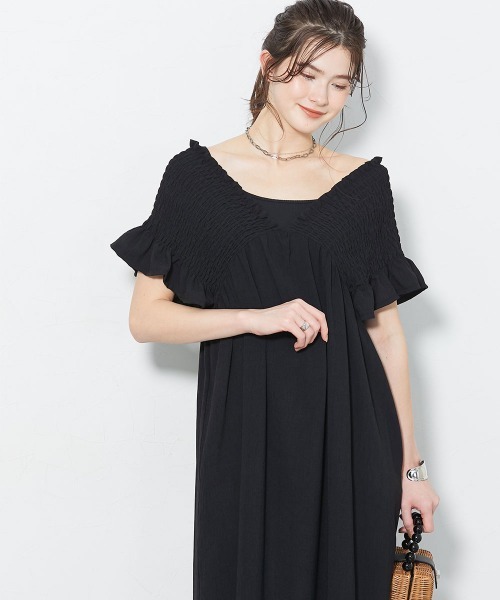 slattgir(スラットジール)の「高身長 【スラモコラボ企画】シャーリングワンピース(トールサイズ)(ワンピース・レディース・パープル/ブラック・TM/T3L/TLL/TL)」の18枚目の写真