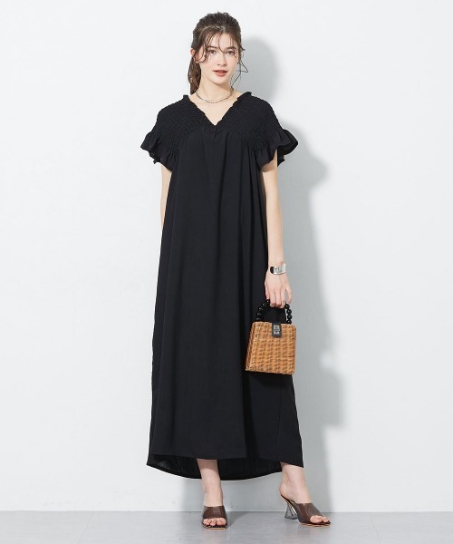 slattgir(スラットジール)の「高身長 【スラモコラボ企画】シャーリングワンピース(トールサイズ)(ワンピース・レディース・パープル/ブラック・TM/T3L/TLL/TL)」の21枚目の写真