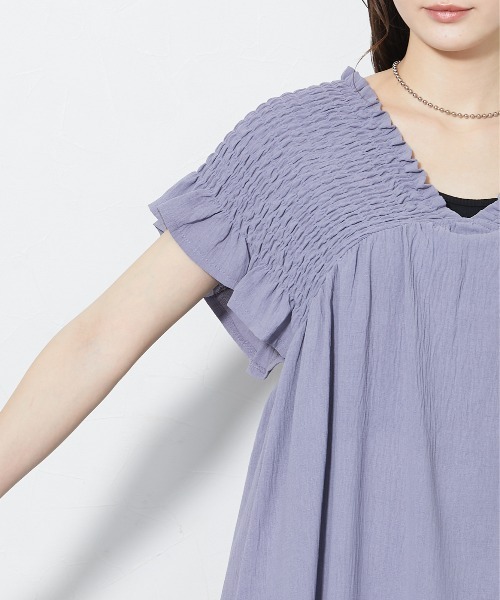 slattgir(スラットジール)の「高身長 【スラモコラボ企画】シャーリングワンピース(トールサイズ)(ワンピース・レディース・パープル/ブラック・TM/T3L/TLL/TL)」の8枚目の写真