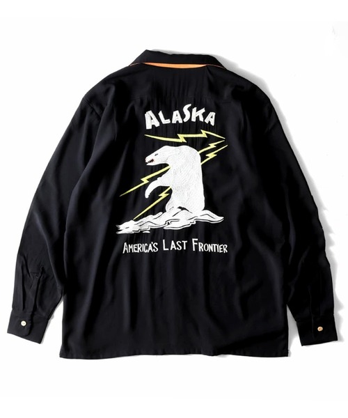 HOUSTON(ヒューストン)の「HOUSTON ヒューストン SOUVENIR L/S SHIRT(ALASKA) アラスカ 白熊 刺繍 オープンカラー 長袖シャツ / スーベニアシャツ / 開襟シャツ(シャツ/ブラウス・メンズ・ブルー/オレンジ/ブラック・XL/L/M)」の1枚目の写真