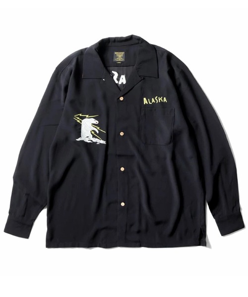 HOUSTON(ヒューストン)の「HOUSTON ヒューストン SOUVENIR L/S SHIRT(ALASKA) アラスカ 白熊 刺繍 オープンカラー 長袖シャツ / スーベニアシャツ / 開襟シャツ(シャツ/ブラウス・メンズ・ブルー/オレンジ/ブラック・XL/L/M)」の5枚目の写真