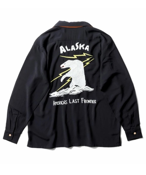 HOUSTON(ヒューストン)の「HOUSTON ヒューストン SOUVENIR L/S SHIRT(ALASKA) アラスカ 白熊 刺繍 オープンカラー 長袖シャツ / スーベニアシャツ / 開襟シャツ(シャツ/ブラウス・メンズ・ブルー/オレンジ/ブラック・XL/L/M)」の6枚目の写真