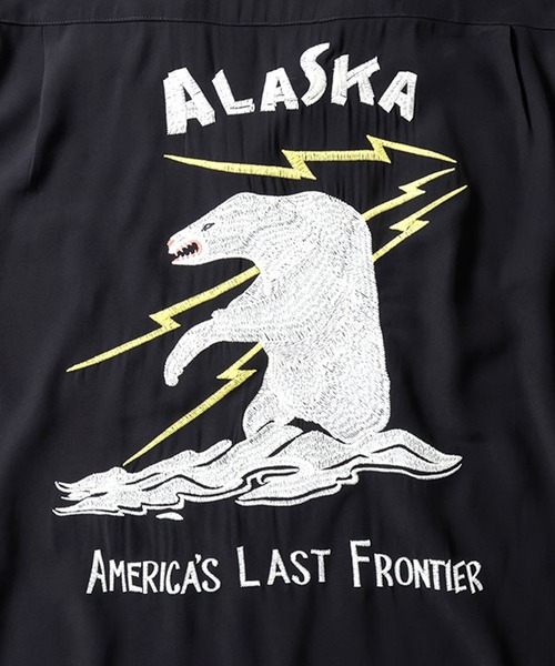 HOUSTON(ヒューストン)の「HOUSTON ヒューストン SOUVENIR L/S SHIRT(ALASKA) アラスカ 白熊 刺繍 オープンカラー 長袖シャツ / スーベニアシャツ / 開襟シャツ(シャツ/ブラウス・メンズ・ブルー/オレンジ/ブラック・XL/L/M)」の4枚目の写真