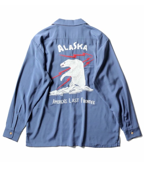 HOUSTON(ヒューストン)の「HOUSTON ヒューストン SOUVENIR L/S SHIRT(ALASKA) アラスカ 白熊 刺繍 オープンカラー 長袖シャツ / スーベニアシャツ / 開襟シャツ(シャツ/ブラウス・メンズ・ブルー/オレンジ/ブラック・XL/L/M)」の8枚目の写真