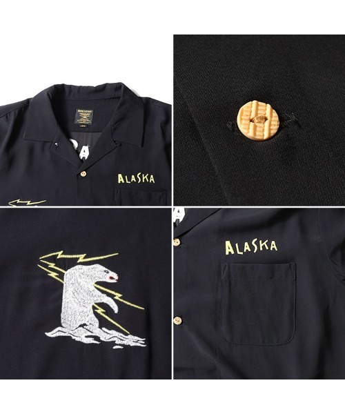 HOUSTON(ヒューストン)の「HOUSTON ヒューストン SOUVENIR L/S SHIRT(ALASKA) アラスカ 白熊 刺繍 オープンカラー 長袖シャツ / スーベニアシャツ / 開襟シャツ(シャツ/ブラウス・メンズ・ブルー/オレンジ/ブラック・XL/L/M)」の11枚目の写真