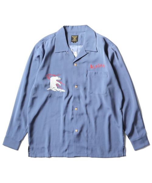HOUSTON（ヒューストン）の「HOUSTON スーベニアシャツロング(ALASKA)（シャツ/ブラウス・メンズ・オレンジ/ブラック/ブルー・MEDIUM/XX-LARGE/X-LARGE/LARGE）」の3枚目の写真