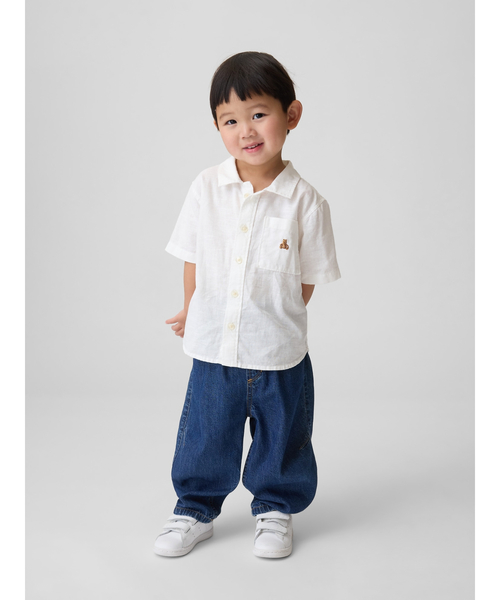 GAP（ギャップ）の「コットンリネンシャツ (幼児・ベビー)（シャツ/ブラウス・キッズ・ホワイト/ブラウン/ブルー・70cm/80ｃｍ/90cm/95cm/100cm/110cm/105cm）」の4枚目の写真