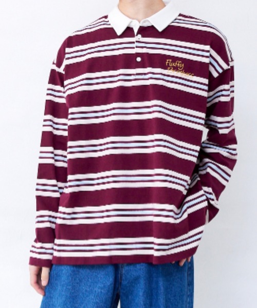 RUGGEDWORKS(ラゲッドワークス)の「ボーダーラガーシャツ(大人サイズ)(Tシャツ/カットソー・メンズ・エンジ/イエロー・XL/L/M)」の2枚目の写真