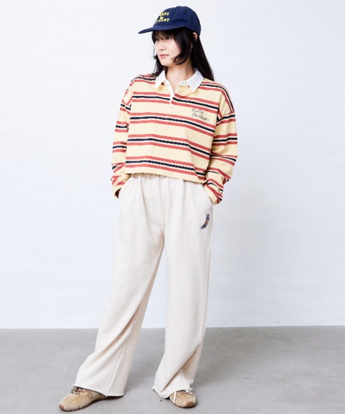 RUGGEDWORKS(ラゲッドワークス)の「ボーダーラガーシャツ(大人サイズ)(Tシャツ/カットソー・メンズ・エンジ/イエロー・XL/L/M)」の4枚目の写真