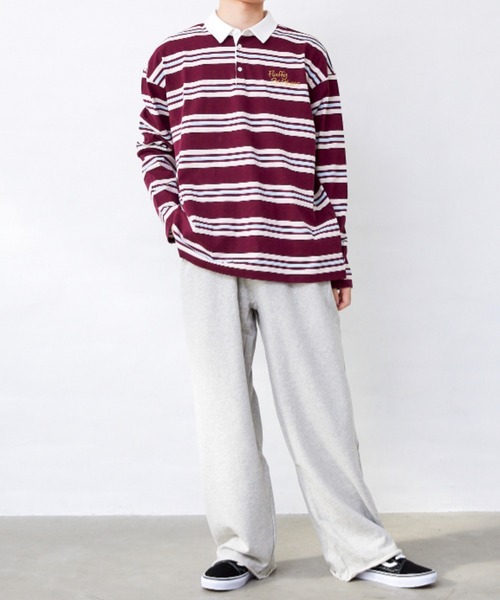 RUGGEDWORKS(ラゲッドワークス)の「ボーダーラガーシャツ(大人サイズ)(Tシャツ/カットソー・メンズ・エンジ/イエロー・XL/L/M)」の21枚目の写真