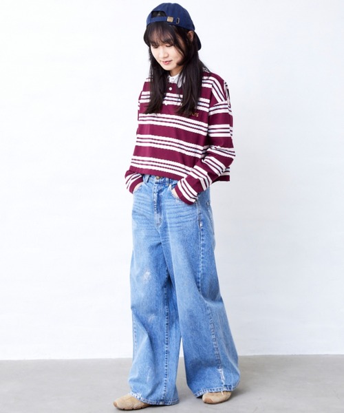 RUGGEDWORKS(ラゲッドワークス)の「ボーダーラガーシャツ(大人サイズ)(Tシャツ/カットソー・メンズ・エンジ/イエロー・XL/L/M)」の12枚目の写真