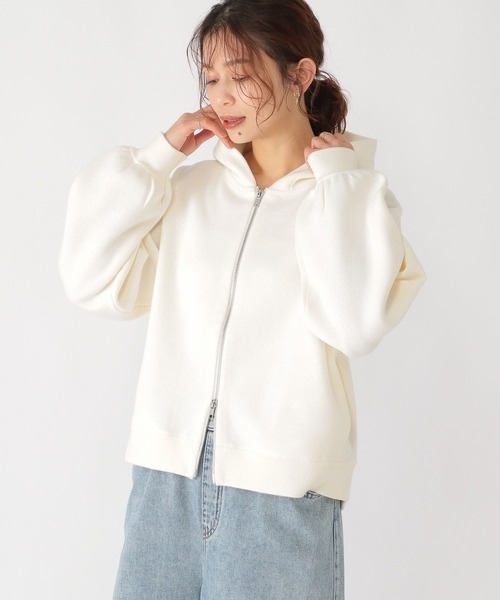 studio CLIP（スタディオクリップ）の「12ゲージニットZIPパーカー（パーカー・レディース・オフホワイト/ライトグレー/ライトベージュ・FREE）」の4枚目の写真