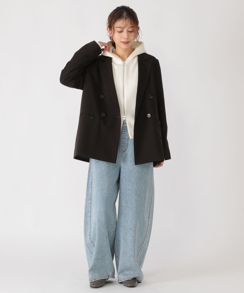 studio CLIP（スタディオクリップ）の「12ゲージニットZIPパーカー（パーカー・レディース・オフホワイト/ライトグレー/ライトベージュ・FREE）」の6枚目の写真