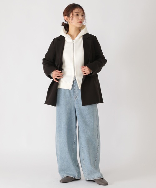 studio CLIP（スタディオクリップ）の「12ゲージニットZIPパーカー（パーカー・レディース・オフホワイト/ライトグレー/ライトベージュ・FREE）」の7枚目の写真