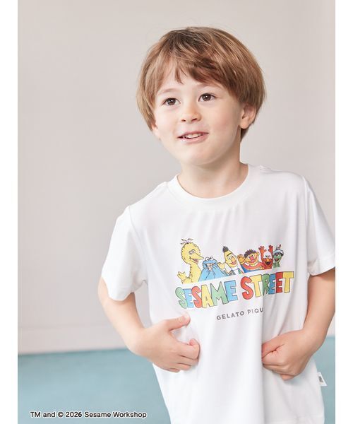 gelato pique（ジェラートピケ）の「【SESAME STREET】【KIDS】ワンポイントTシャツ（ルームウェア/パジャマ・キッズ・オフホワイト/グレー・90/100/110/120）」の6枚目の写真
