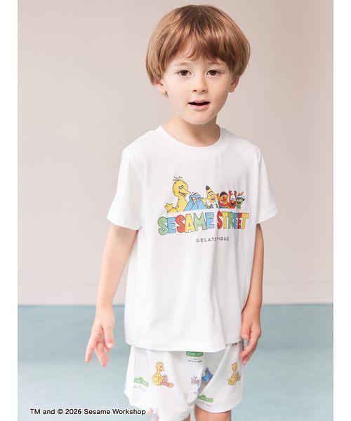 gelato pique（ジェラートピケ）の「【SESAME STREET】【KIDS】ワンポイントTシャツ（ルームウェア/パジャマ・キッズ・オフホワイト/グレー・90/100/110/120）」の7枚目の写真