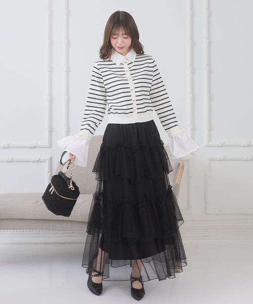 MAJESTIC LEGON（マジェスティックレゴン）の「リボンスリーブシャツ襟カーデ（カーディガン/ボレロ・レディース・アイボリー/ネイビー/ブラック系その他/グレー・MEDIUM）」の18枚目の写真