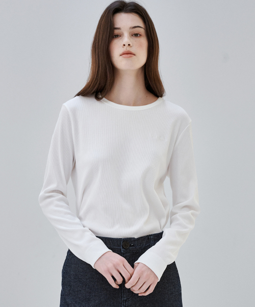 MALOUPE(マロップ)の「5116 リブスリムTシャツ (ホワイト)(Tシャツ/カットソー・レディース・その他・FREE)」の1枚目の写真