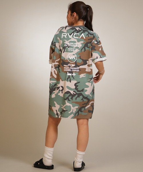 RVCA(ルーカ)の「RVCA/ルーカ 半袖 ワンピース バックプリント BG043355(ワンピース・レディース・カモフラージュ/ホワイト/ブラック・M)」の14枚目の写真