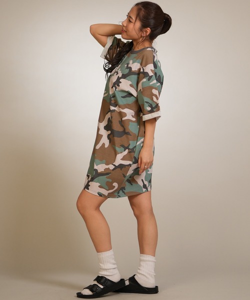 RVCA(ルーカ)の「RVCA/ルーカ 半袖 ワンピース バックプリント BG043355(ワンピース・レディース・カモフラージュ/ホワイト/ブラック・M)」の15枚目の写真