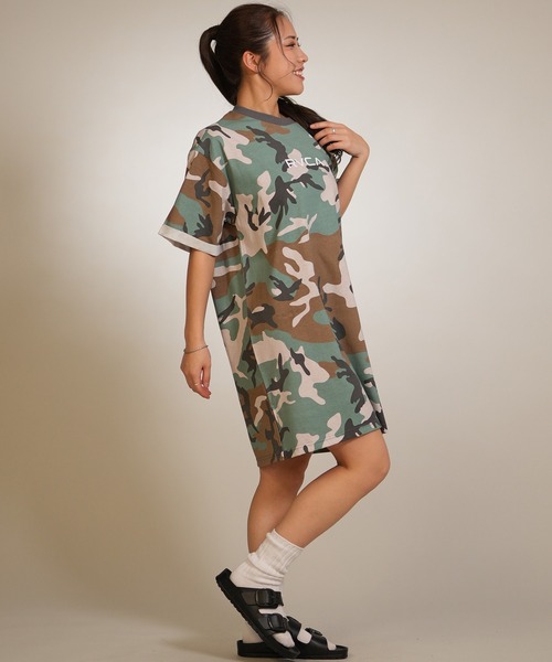 RVCA(ルーカ)の「RVCA/ルーカ 半袖 ワンピース バックプリント BG043355(ワンピース・レディース・カモフラージュ/ホワイト/ブラック・M)」の16枚目の写真