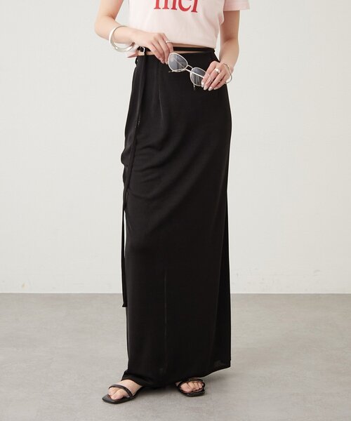 mystic（ミスティック）の「マルチベルト付きカラーネットスカート（スカート・レディース・ベージュ/レッド/ブラック・2/1）」の4枚目の写真