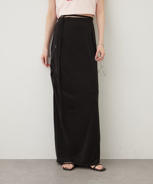 mystic（ミスティック）の「マルチベルト付きカラーネットスカート（スカート・レディース・ベージュ/レッド/ブラック・2/1）」の5枚目の写真