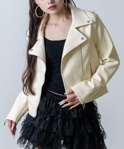 ANAP(アナップ)の「ライダース ジャケット(ライダースジャケット・レディース・ブラック/ホワイト・F)」の1枚目の写真