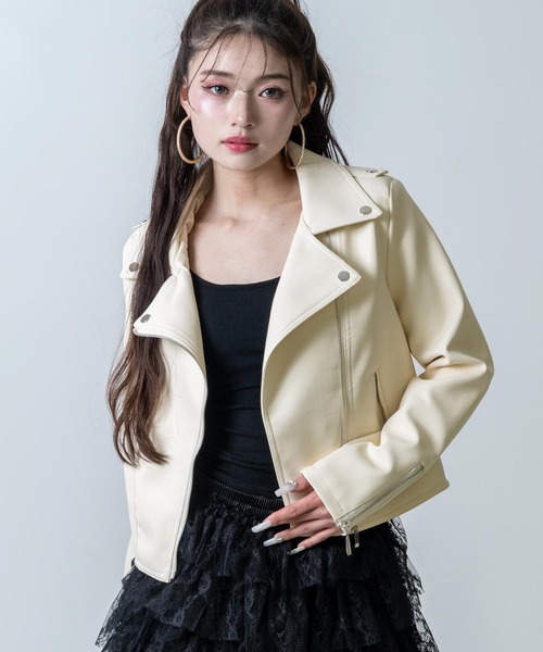 ANAP(アナップ)の「ライダース ジャケット(ライダースジャケット・レディース・ブラック/ホワイト・F)」の3枚目の写真