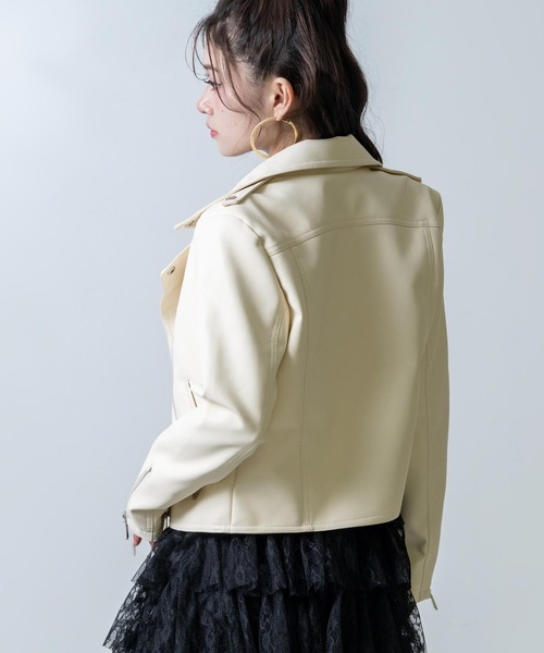 ANAP(アナップ)の「ライダース ジャケット(ライダースジャケット・レディース・ブラック/ホワイト・F)」の5枚目の写真