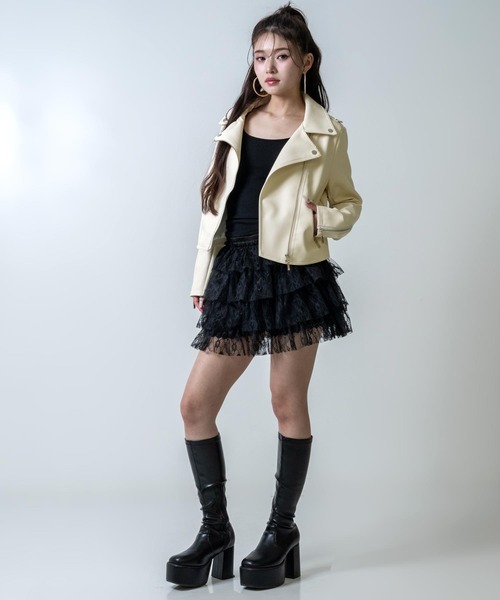 ANAP(アナップ)の「ライダース ジャケット(ライダースジャケット・レディース・ブラック/ホワイト・F)」の6枚目の写真