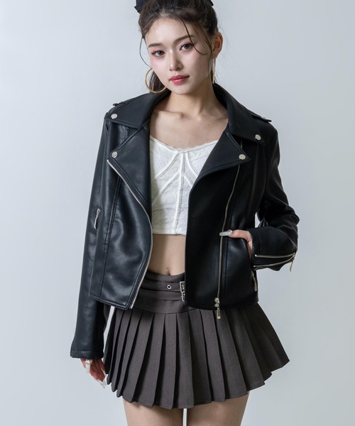 ANAP(アナップ)の「ライダース ジャケット(ライダースジャケット・レディース・ブラック/ホワイト・F)」の7枚目の写真