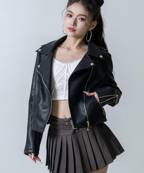 ANAP(アナップ)の「ライダース ジャケット(ライダースジャケット・レディース・ブラック/ホワイト・F)」の8枚目の写真