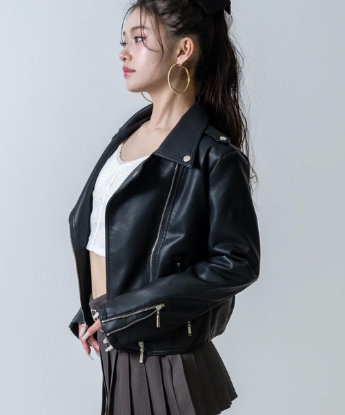 ANAP(アナップ)の「ライダース ジャケット(ライダースジャケット・レディース・ブラック/ホワイト・F)」の9枚目の写真