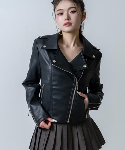 ANAP(アナップ)の「ライダース ジャケット(ライダースジャケット・レディース・ブラック/ホワイト・F)」の10枚目の写真