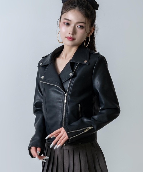 ANAP(アナップ)の「ライダース ジャケット(ライダースジャケット・レディース・ブラック/ホワイト・F)」の11枚目の写真