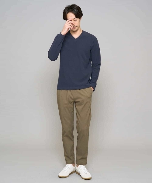 a.v.v（アーヴェヴェ）の「【スマート/イージーケア/洗濯機で洗える/毛玉になりにくい】アゼダブルフェイスVネックスマートTシャツ（Tシャツ/カットソー・メンズ・ネイビー/ホワイト/ライトグレー・46/48/50）」の8枚目の写真