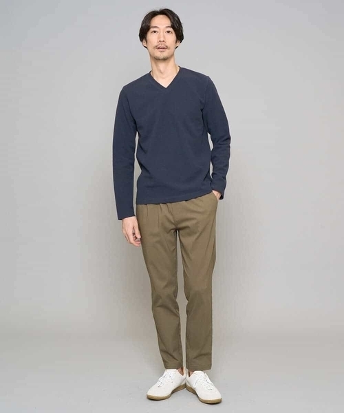 a.v.v（アーヴェヴェ）の「【スマート/イージーケア/洗濯機で洗える/毛玉になりにくい】アゼダブルフェイスVネックスマートTシャツ（Tシャツ/カットソー・メンズ・ネイビー/ホワイト/ライトグレー・46/48/50）」の9枚目の写真