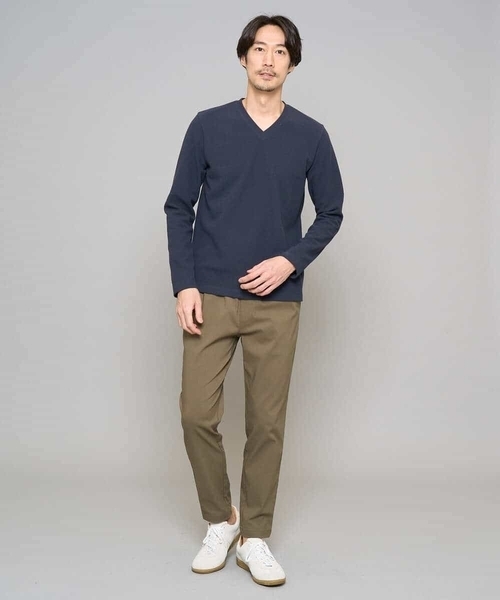 a.v.v（アーヴェヴェ）の「【スマート/イージーケア/洗濯機で洗える/毛玉になりにくい】アゼダブルフェイスVネックスマートTシャツ（Tシャツ/カットソー・メンズ・ネイビー/ホワイト/ライトグレー・46/48/50）」の10枚目の写真