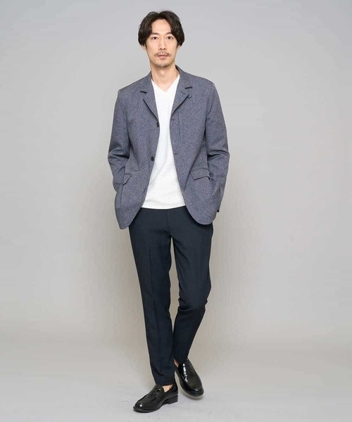 a.v.v（アーヴェヴェ）の「【スマート/イージーケア/洗濯機で洗える/毛玉になりにくい】アゼダブルフェイスVネックスマートTシャツ（Tシャツ/カットソー・メンズ・ネイビー/ホワイト/ライトグレー・46/48/50）」の11枚目の写真